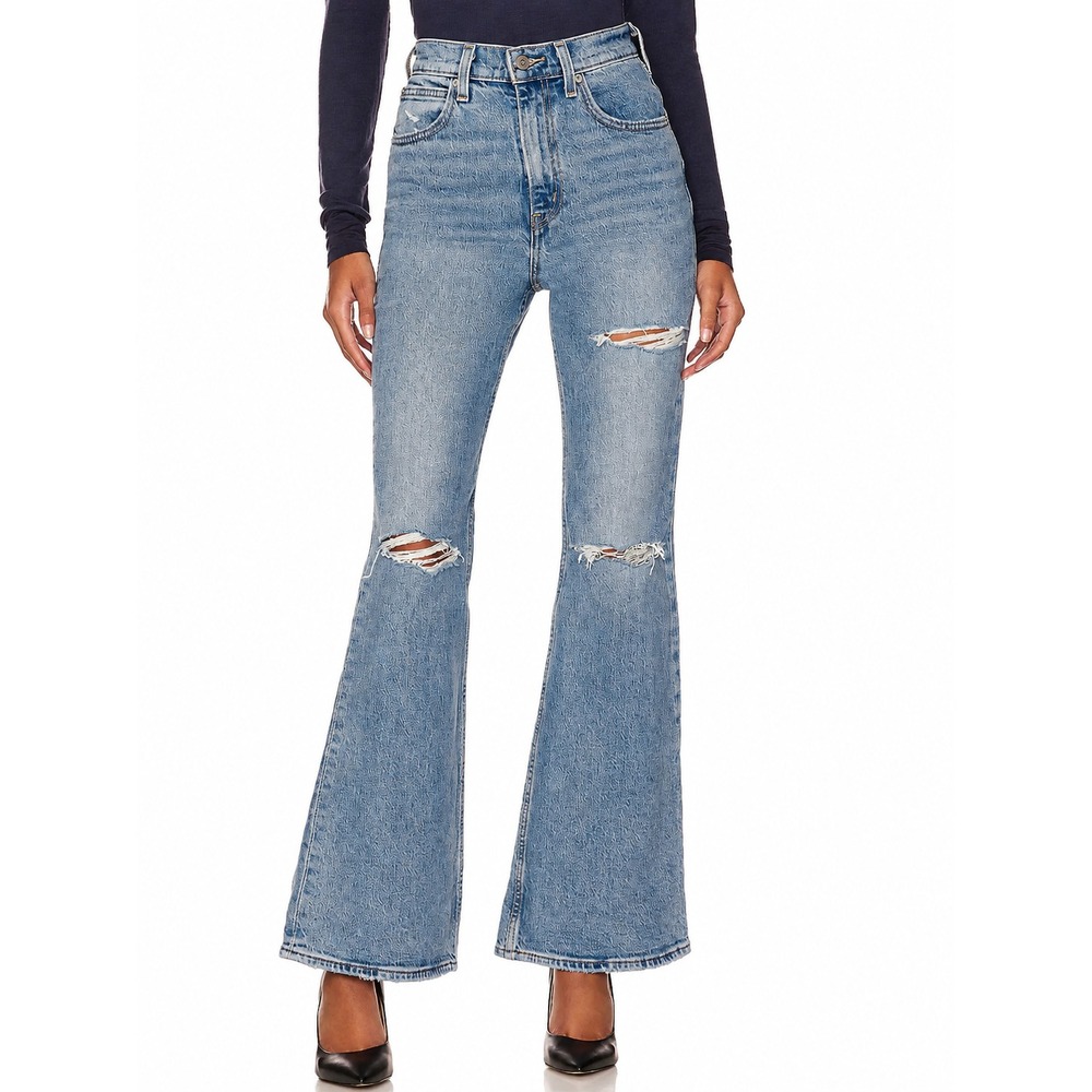 Levi's Premium 70's High Rise Flare Women's Jeans Blue Denim Distressed Size 26